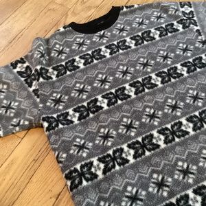 Vintage Cotton Ginny pullover snowflake fleece, oversized fit, L